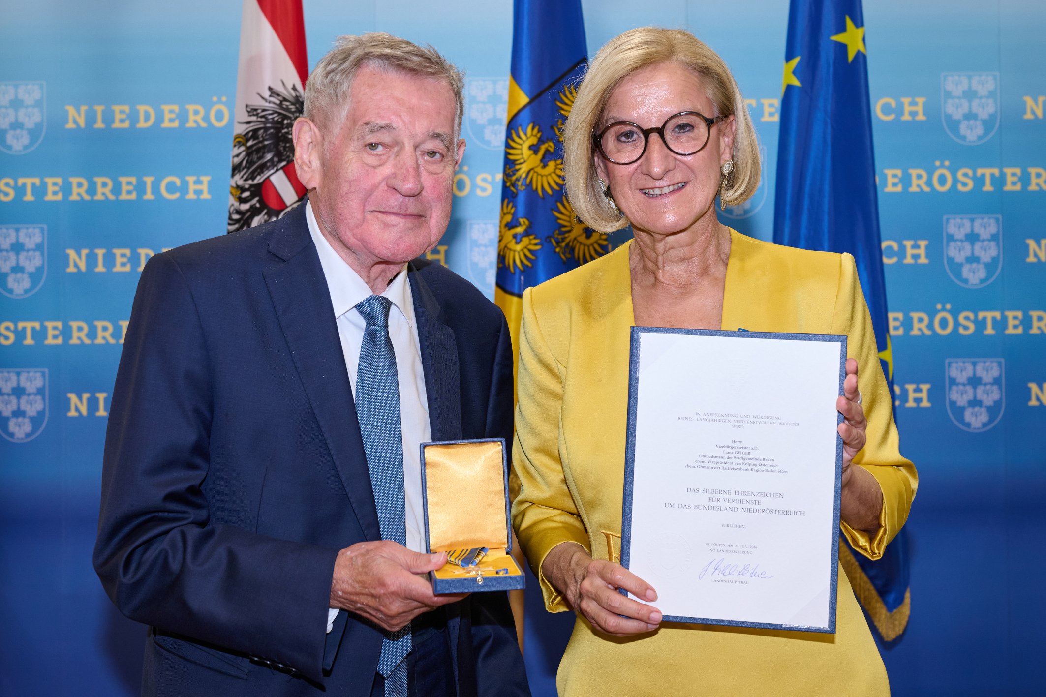 Ehemaliger Vizepräsident von Kolping Österreich und Landeshauptfrau von Niederösterreich Johanna Mikl Leitner 